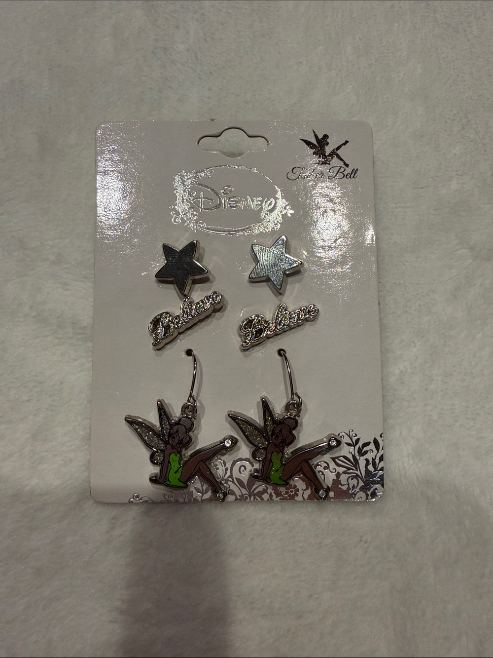 Disney Tinker Bell Earring Set - Silver and Green